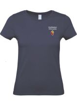 T-Shirt KTN Damen blau FEUERWEHR und ORTSNAME gerade gelb darunter LOGO KLFV