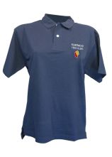 POLO KTN blau Damen FEUERWEHR und ORTSNAME gerade gelb darunter LOGO KLFV