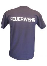 T-Shirt navyblau mit FEUERWEHR weiß 7 cm am Rücken