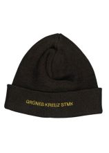 Strickhaube schwarz mit Stick in gelb GRÜNES KREUZ Stmk.