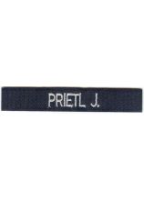 Klettband Haft dunkelblau 150x25 mm mit Name weiß bestickt