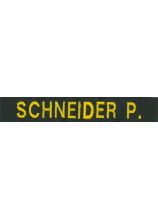 Klettband Haft schwarz 150x25 mm mit Name gelb bestickt