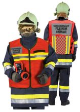 Kennzeichnungsweste rot LFV NÖ FAHRZEUGKOMMANDANT mit Schachbrett