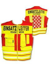Kennzeichnungsweste lang EINSATZLEITER rot, Taschen gelb