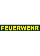 FEUERWEHR gelb am rechten Ärmel 23 x 2,5cm, Arial Black