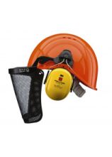 Waldarbeiter-Schutzhelm mit Gesichtsschutzschild und Kapselgehörschützer