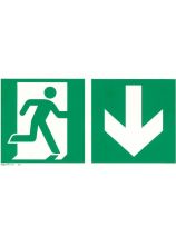 Symbol 30 x15 Notausgang mit Pfeil auf Aluminiumplatte nachleuchtend
