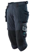 MASCOT® STRETCH-Arbeitshose 3/4 Länge mit Knieverst. schwarzblau