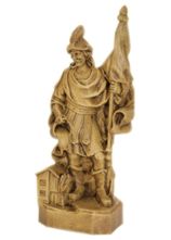 Florianstatue Preßholz natur mit Fahne 34 cm