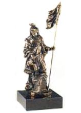Florianstatue Bronze mit Fahne 39 cm