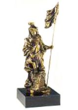 Florianstatue Gold mit Fahne 39 cm