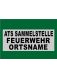 BESCHRIFTUNG 3zl. schw. ARIAL BLACK 4 cm ATS SAMMELSTELLE FEUERWEHR ORTSNAME