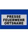 BESCHRIFTUNG 3zl. schw. ARIAL BLACK 4 cm PRESSE FEUERWEHR ORTSNAME