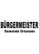 BESCHRIFTUNG schw. ARIAL BLACK, BÜRGERMEISTER 7cm, darunter Gemeinde ON 3cm