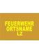 FEUERWEHR 5 cm und ORTSNAME und LZ 4cm x 38 cm gelb 3zlg. SBG ARIAL Black