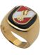 Siegelring mit emailliertem Korpsabzeichen 14ct Gold+Onyx; massiv. Guss